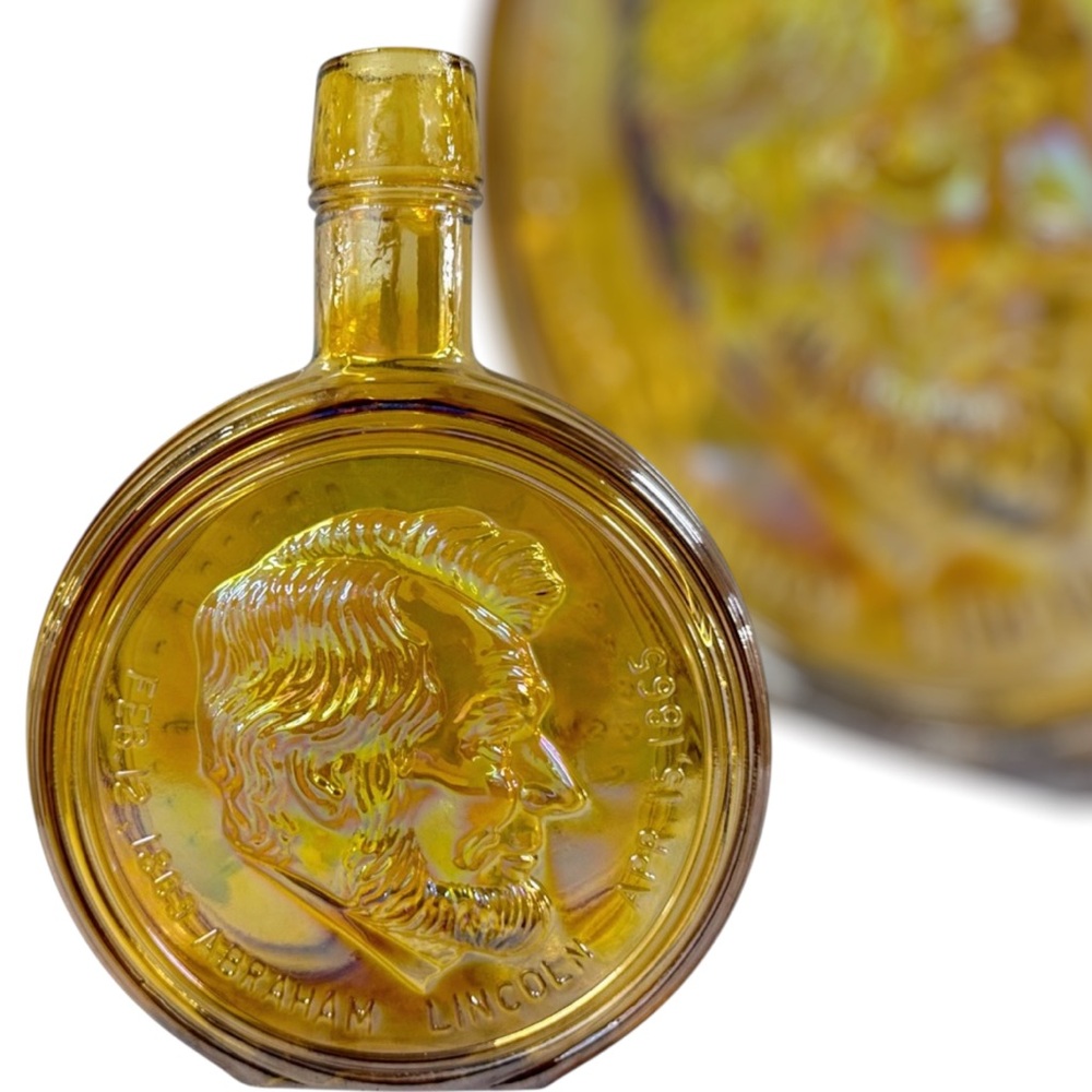Vintage Wheaton NJ 1st Edition Abraham Lincoln Carnival Glass Bottle / Decanter